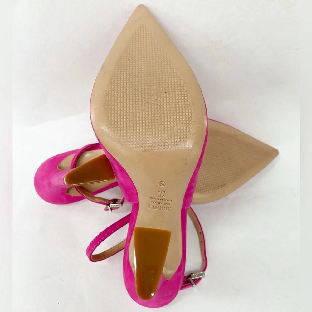 Schutz Pink Suede Leather Pump Size 7B - Picture 10 of 12